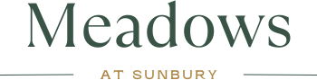 A green sign with the word Meadows at the top and Sunbury at the bottom.